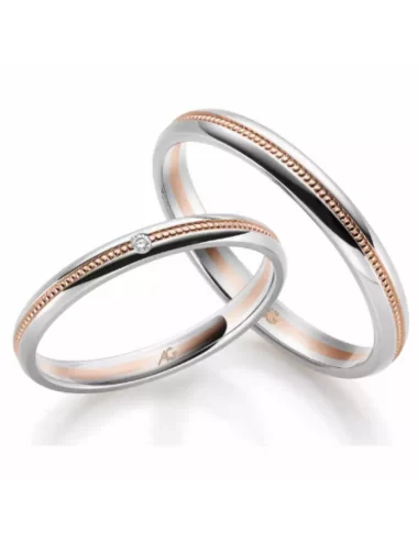 Vokiškas vestuvinis žiedas su deimantu - Top