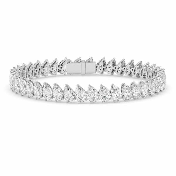 Balto aukso apyrankė su deimantais - PEAR DEIMANTAI (8.99 ct)