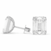 balto aukso arba platinos auskarai su stačiakampio formos emerald cut deimantu