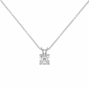 balto aukso arba platinos pakabukas su deimantu (asscher cut)
