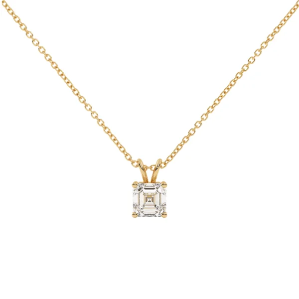 geltono aukso pakabukas su deimantu (asscher cut)