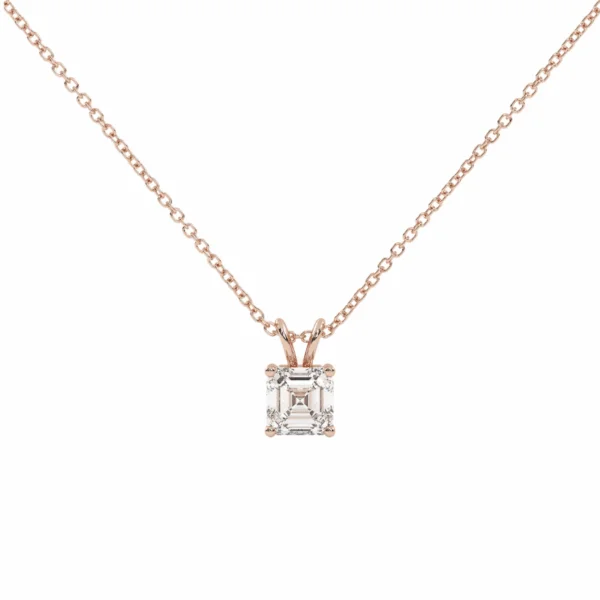 raudono aukso pakabukas su deimantu (asscher cut)