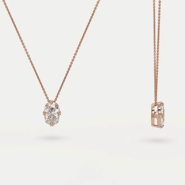 raudono aukso pakabukas su deimantu (cushion cut)