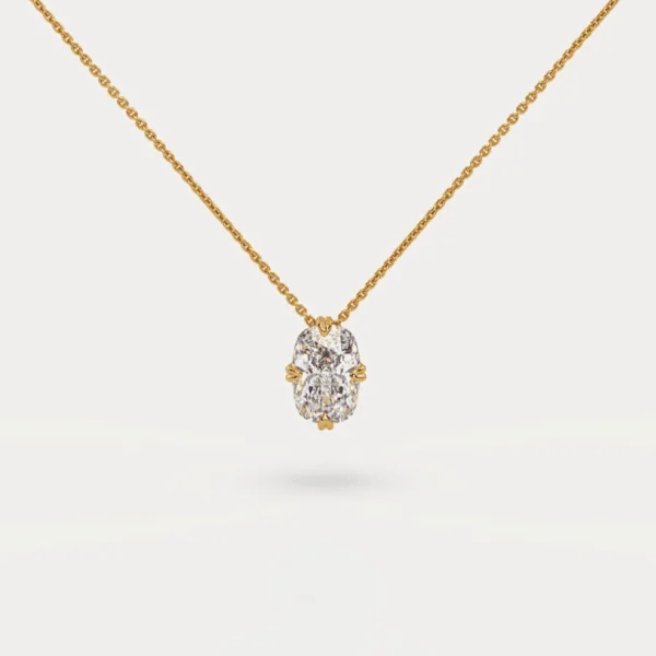 geltono aukso pakabukas su deimantu (cushion cut)