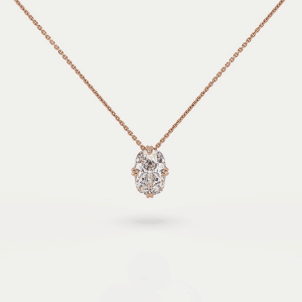 raudono aukso pakabukas su deimantu (cushion cut)