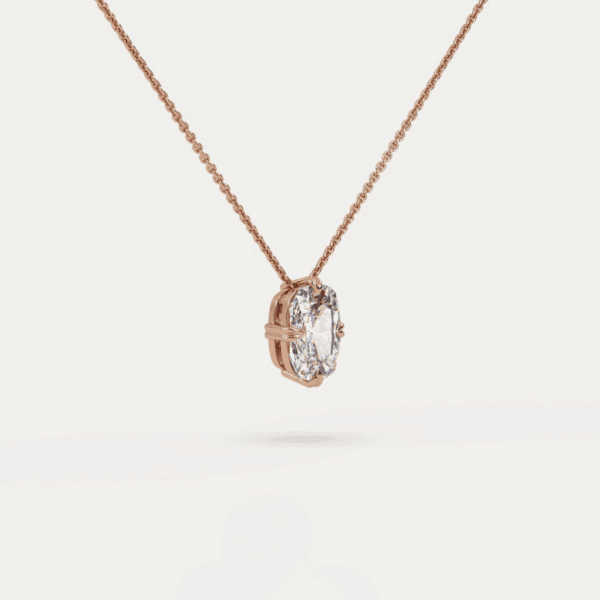 raudono aukso pakabukas su deimantu (cushion cut)