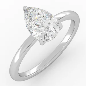 Klasikinis sužadėtuvių žiedas su lašo formos deimantu iš balto aukso arba platinos