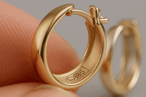 Auskarai su prabavimo ženklu vidinėje dalyje