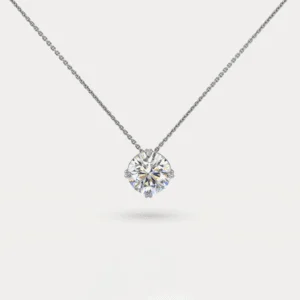 balto aukso arba platinos pakabukas su apvaliu deimantu (round cut)