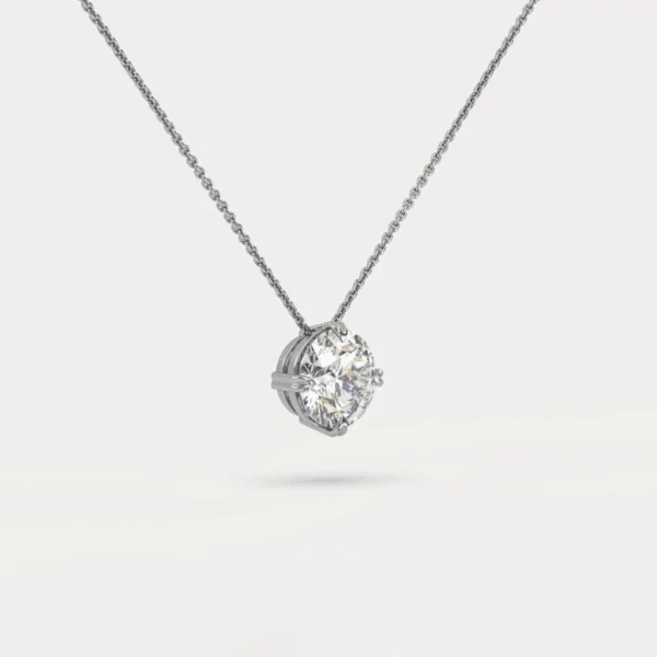 balto aukso pakabukas su apvaliu round cut deimantu