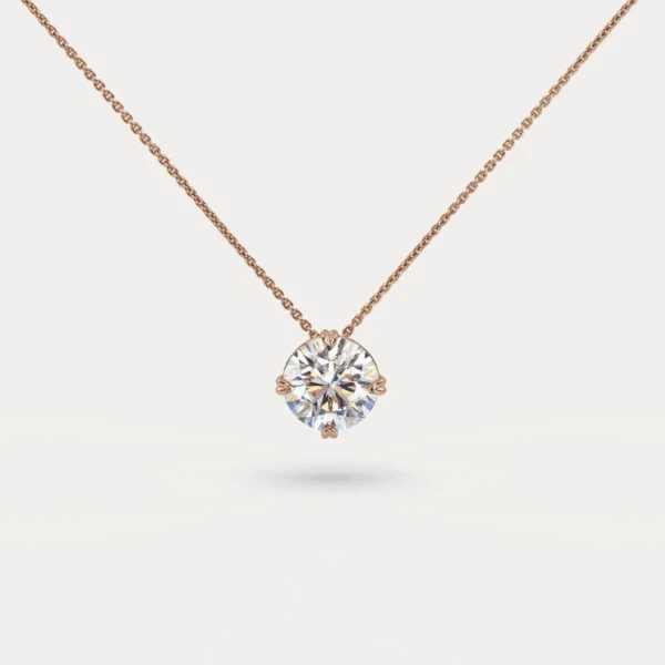 raudono aukso pakabukas su apvaliu round cut deimantu