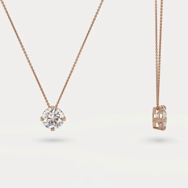 raudono aukso pakabukas su apvaliu round cut deimantu