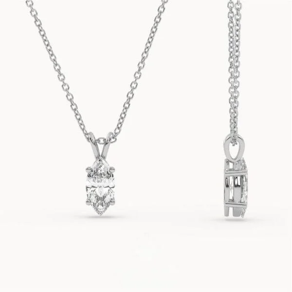 Klasikinis pakabukas su markizės formos deimantu iš balto aukso arba platinos - Marquise cut