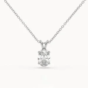 Klasikinis pakabukas su ovalo formos deimantu iš balto aukso arba platinos - Oval cut