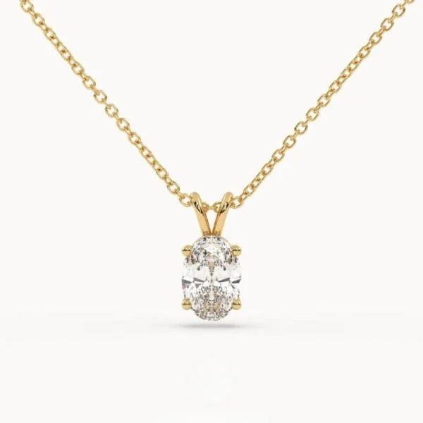 Klasikinis pakabukas su ovalo formos deimantu iš geltono aukso - Oval cut