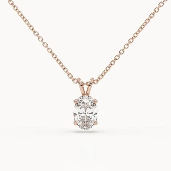 Klasikinis pakabukas su ovalo formos deimantu iš raudono aukso - Oval cut
