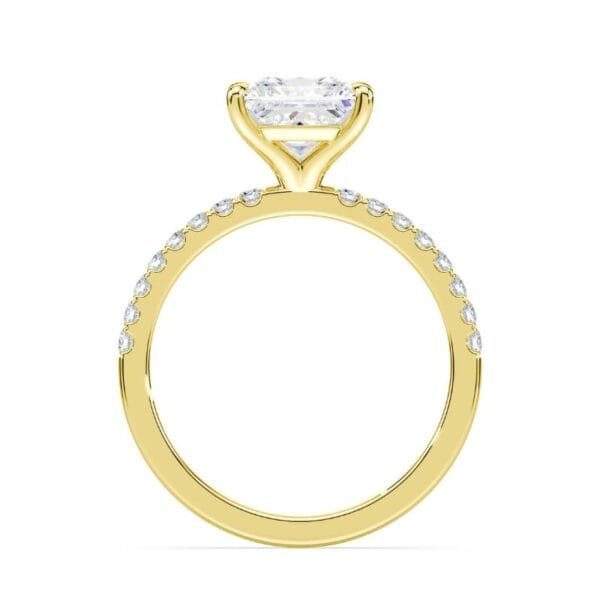 Modernus sužadėtuvių žiedas su deimantu iš geltono aukso - princess cut