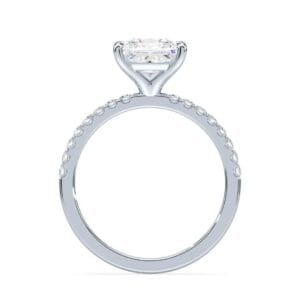 Modernus sužadėtuvių žiedas su deimantu iš balto aukso - princess cut