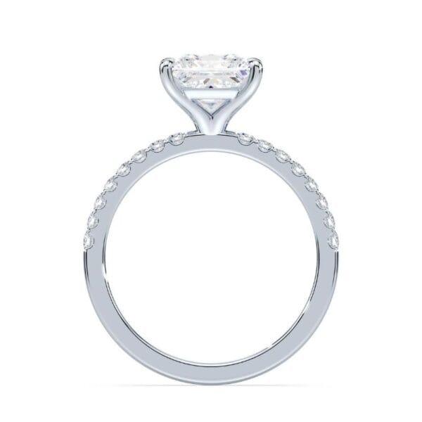 Modernus sužadėtuvių žiedas su deimantu iš balto aukso - princess cut