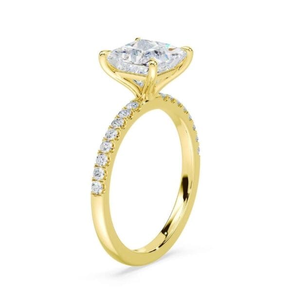 Modernus sužadėtuvių žiedas su deimantu iš geltono aukso - princess cut