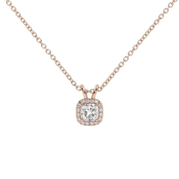 Pakabukas su pagalvėlės formos deimantu iš raudono aukso - Cushion cut