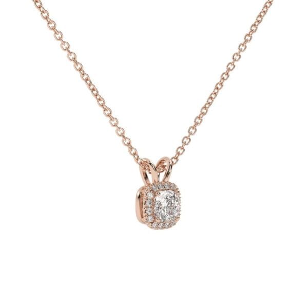 Pakabukas su pagalvėlės formos deimantu iš raudono aukso - Cushion cut