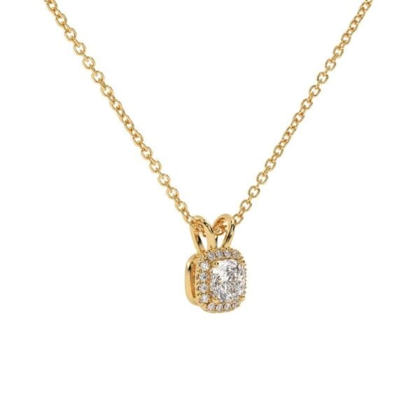 Pakabukas su pagalvėlės formos deimantu iš geltono aukso - Cushion cut