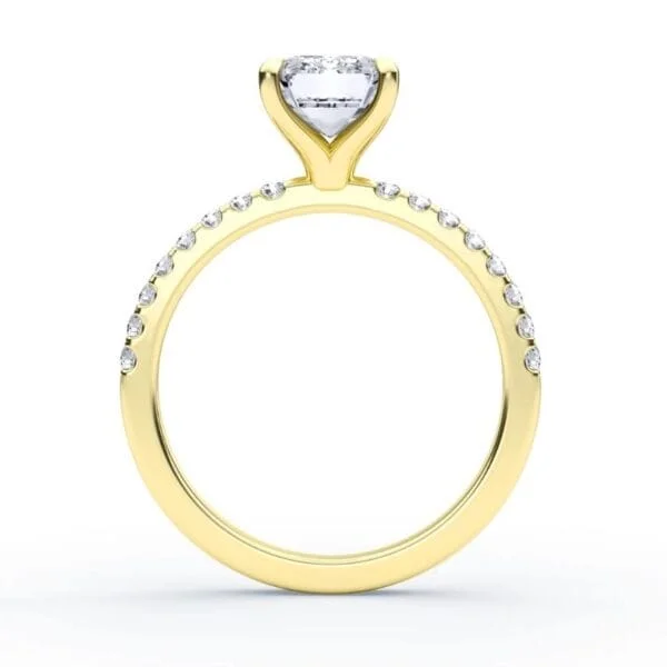 Modernus sužadėtuvių žiedas su deimantu iš geltono aukso - emerald cut