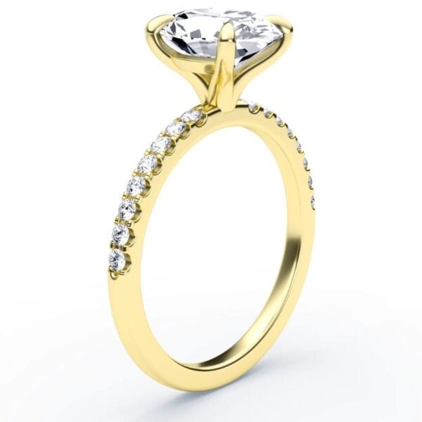 Modernus sužadėtuvių žiedas su deimantu iš geltono aukso - oval cut