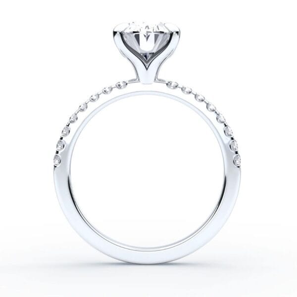 Modernus sužadėtuvių žiedas su deimantu iš balto aukso arba platinos - oval cut