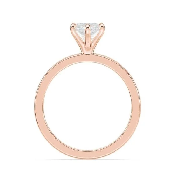 Klasikinis sužadėtuvių žiedas su deimantu iš raudono aukso - marquise cut