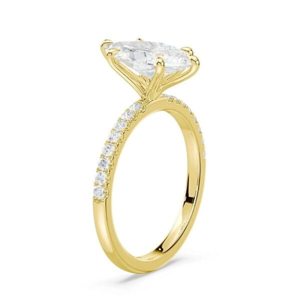 Modernus sužadėtuvių žiedas su deimantu iš geltono aukso - marquise cut