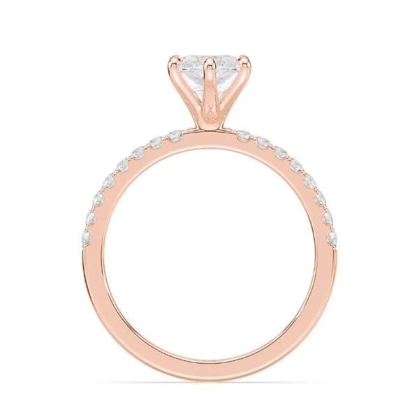 Modernus sužadėtuvių žiedas su deimantu iš raudono aukso - marquise cut