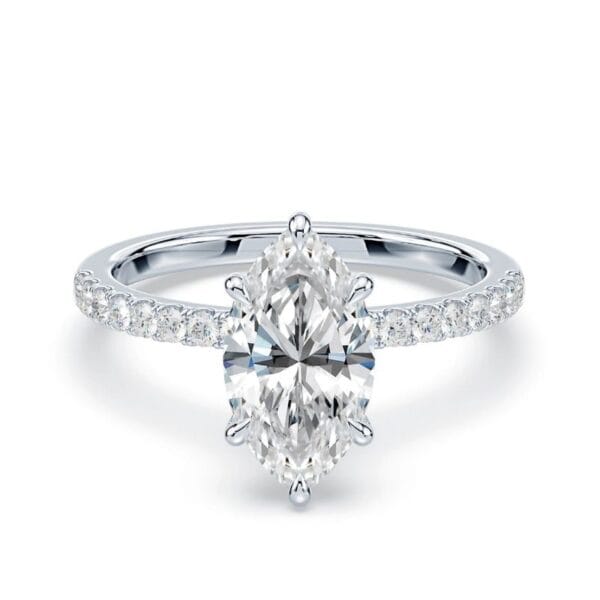 Modernus sužadėtuvių žiedas su deimantu iš balto aukso arba platinos - marquise cut