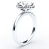 Klasikinis sužadėtuvių žiedas su deimantu ir halo juostele iš balto aukso arba platinos - round cut briliantas