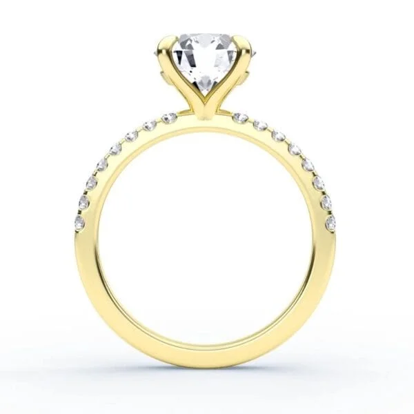 Modernus sužadėtuvių žiedas su deimantu iš geltono aukso - round cut briliantas