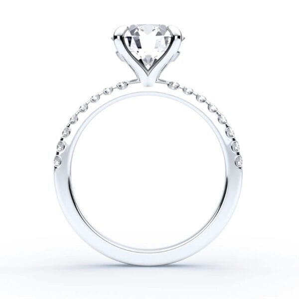 Modernus sužadėtuvių žiedas su deimantu iš balto aukso arba platinos - round cut briliantas