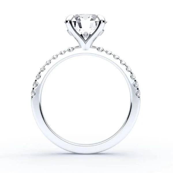 Modernus sužadėtuvių žiedas su deimantu iš balto aukso arba platinos - round cut briliantas