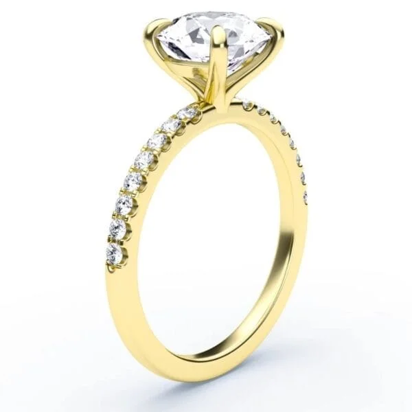 Modernus sužadėtuvių žiedas su deimantu iš geltono aukso - round cut briliantas