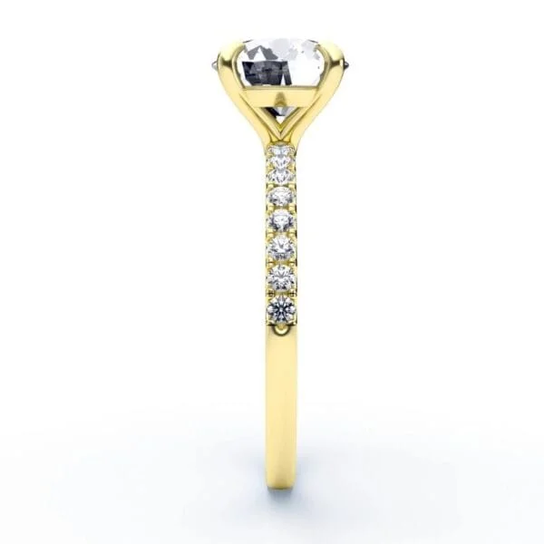 Modernus sužadėtuvių žiedas su deimantu iš geltono aukso - round cut briliantas