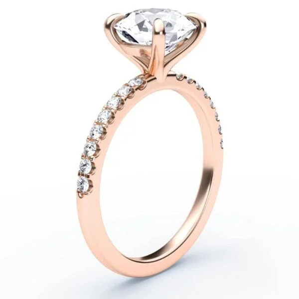 Modernus sužadėtuvių žiedas su deimantu iš raudono aukso - round cut briliantas