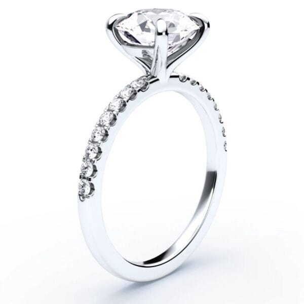 Modernus sužadėtuvių žiedas su deimantu iš balto aukso arba platinos - round cut briliantas