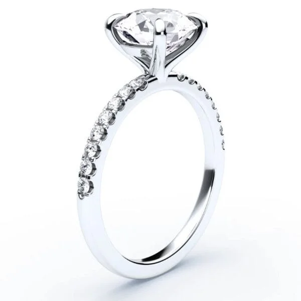 Modernus sužadėtuvių žiedas su deimantu iš balto aukso arba platinos - round cut briliantas