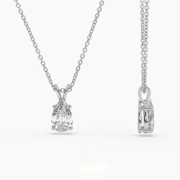 Klasikinis pakabukas su lašo formos deimantu iš balto aukso arba platinos - Pear cut