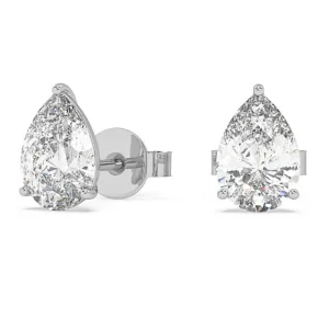 Klasikiniai auskarai su lašo formos deimantais iš balto aukso arba platinos