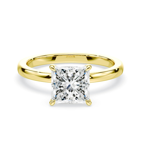 Klasikinis sužadėtuvių žiedas su deimantu iš geltono aukso - princess cut