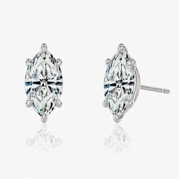 Klasikiniai auskarai su deimantu iš balto aukso arba platinos - trilliant cut deimantai