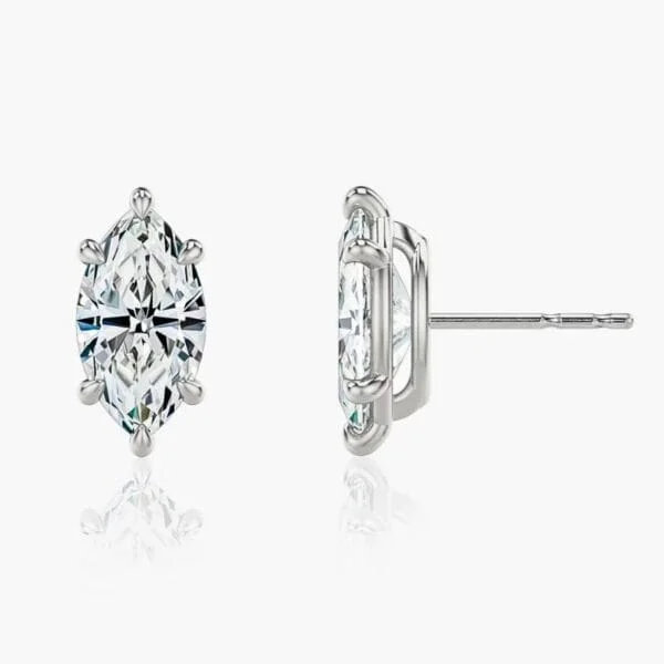 Klasikiniai auskarai su deimantu iš balto aukso arba platinos - marquise cut deimantai