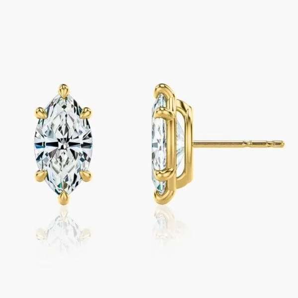 Klasikiniai auskarai su deimantu iš geltono aukso - marquise cut deimantai