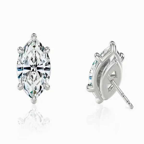 Klasikiniai auskarai su deimantu iš balto aukso arba platinos - marquise cut deimantai